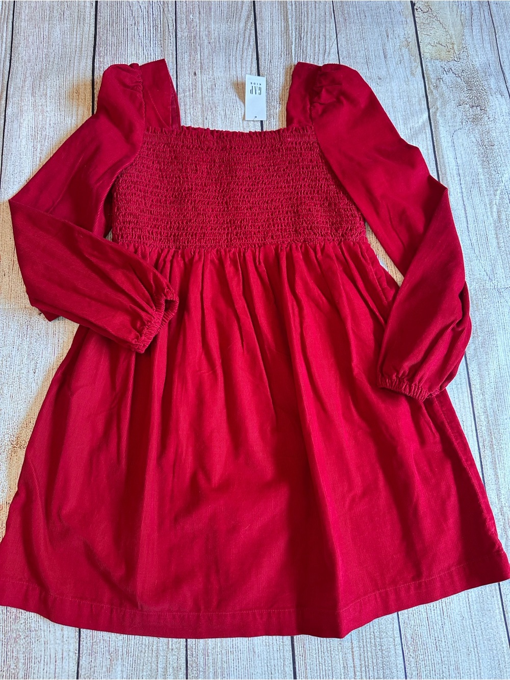 NWT Gap Kids Smocked Corduroy Dress Deep Crimson Girls 8